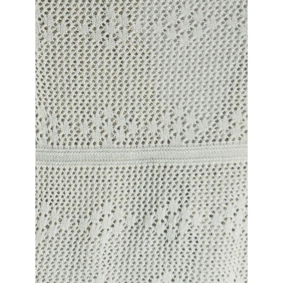 Vintage Crochet Tie Front Cardigan Womens Cream Cottagecore Fairy Boho 90s Sz M - Picture 3 of 6